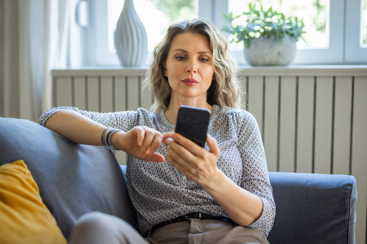 Woman looking at her phone